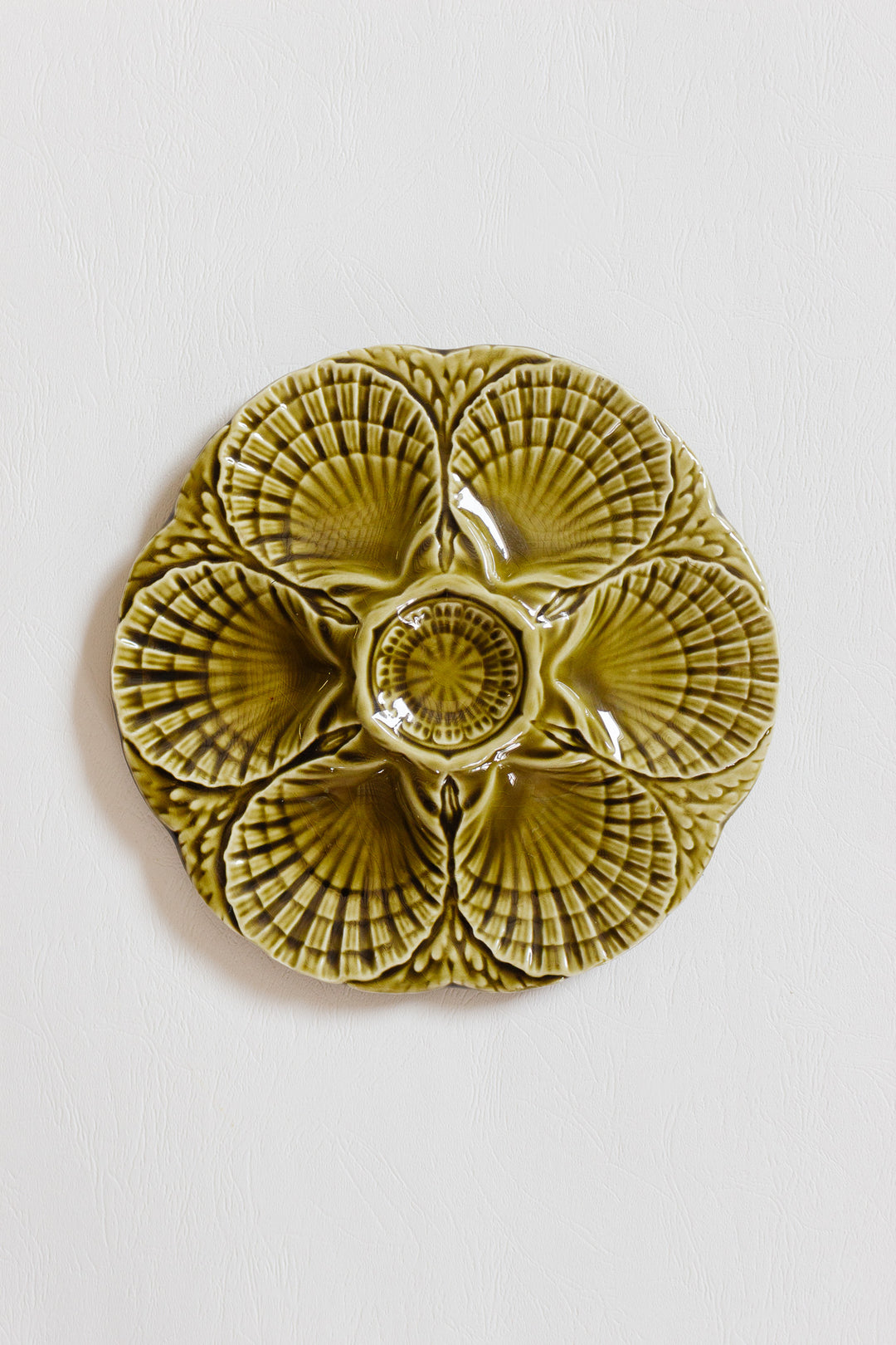 antique  sarreguemines oyster plates, set of 4