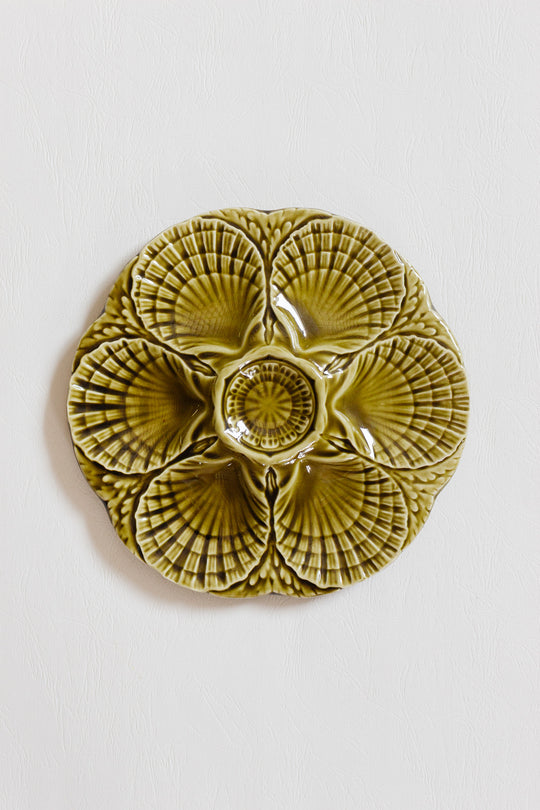 antique  sarreguemines oyster plates, set of 4