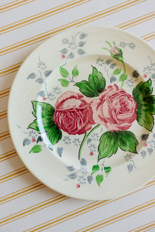 antique english adams pottery rose plate — royal ivory titian ware