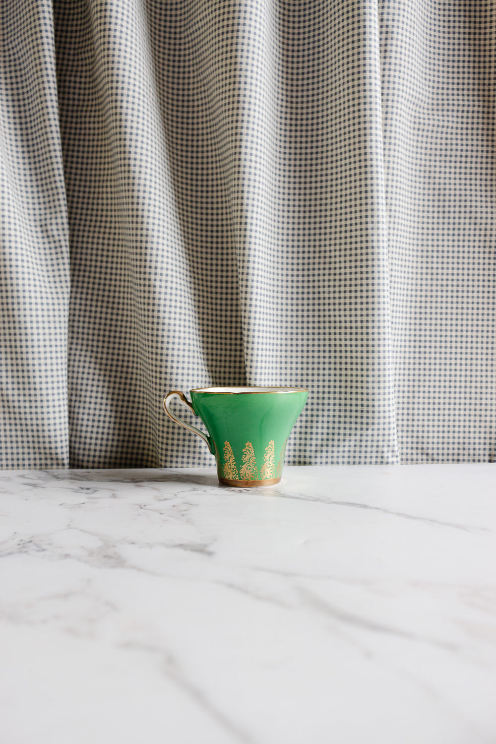 royal stafford green and gold teacup and saucer