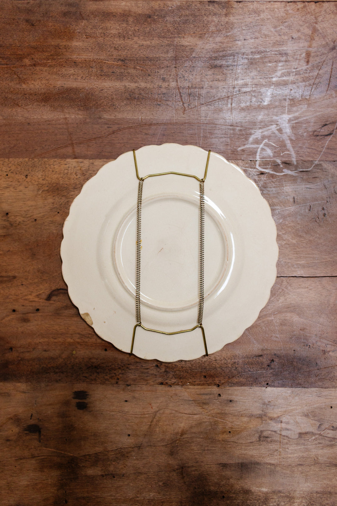 Antique french hand painted polychrome plate with bird motif