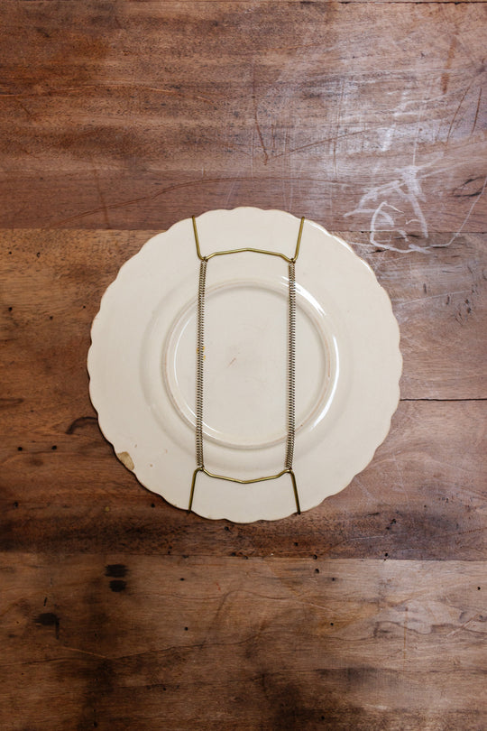 Antique french hand painted polychrome plate with bird motif