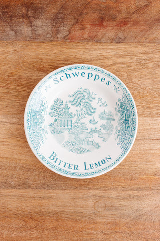 vintage French Gien transferware advertising bistro plate, “Schweppes”