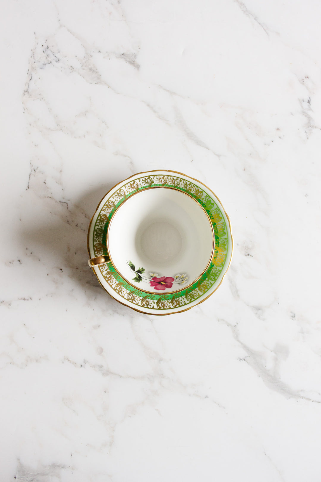 royal stafford green and gold teacup and saucer