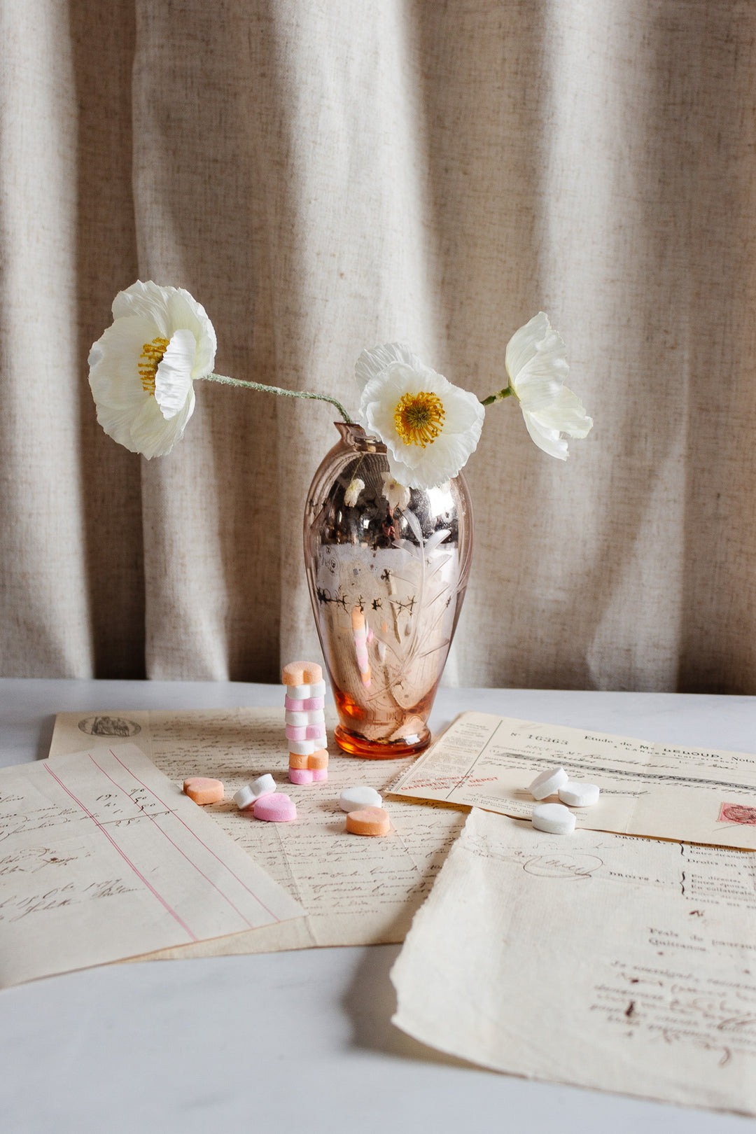 rare 1940s French pink mercury glass vase