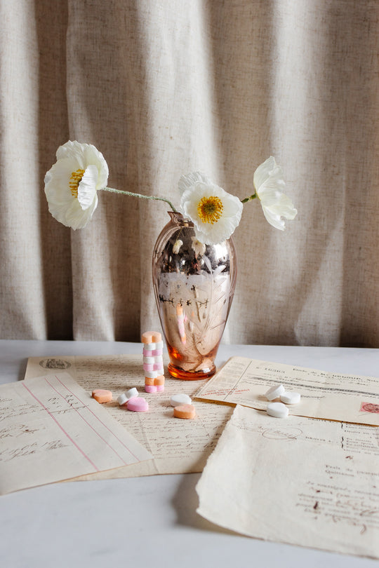 rare 1940s French pink mercury glass vase