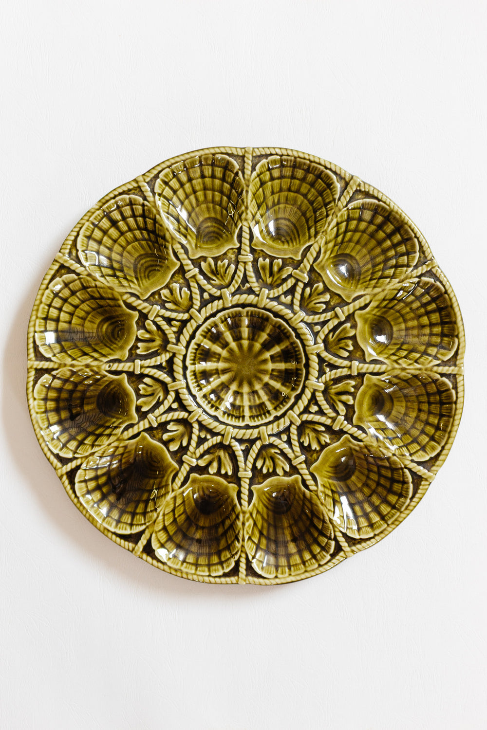 antique french sarreguemines large oyster platter