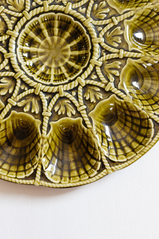 antique french sarreguemines large oyster platter