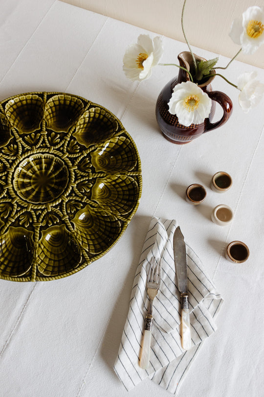 antique french sarreguemines large oyster platter