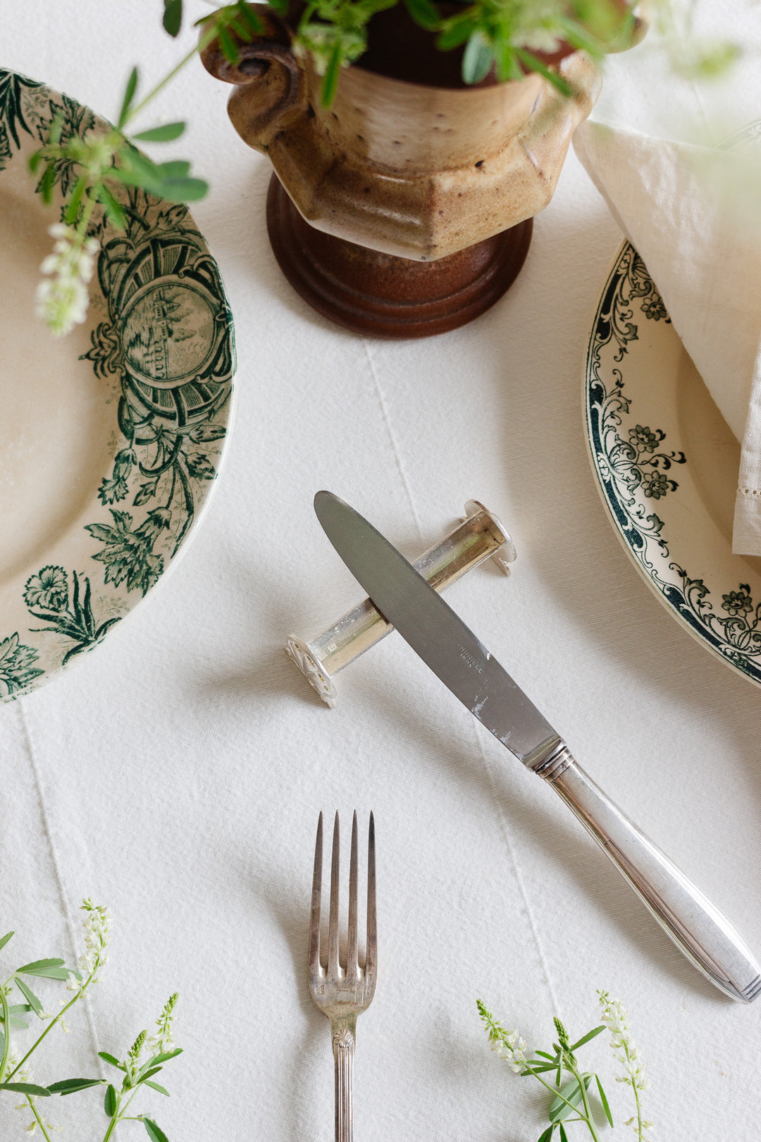 set of 8 antique french silver stamped "porte-couteaux"