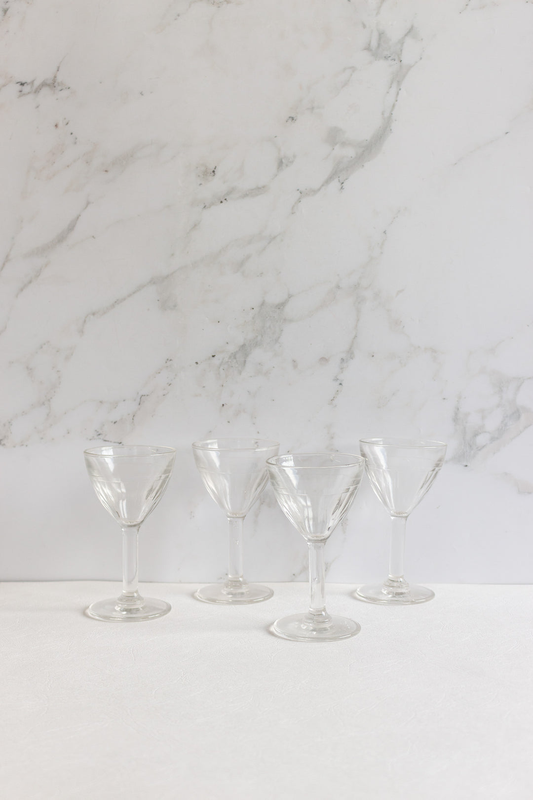 1930s french bistro ribbed wine glasses, set of 4
