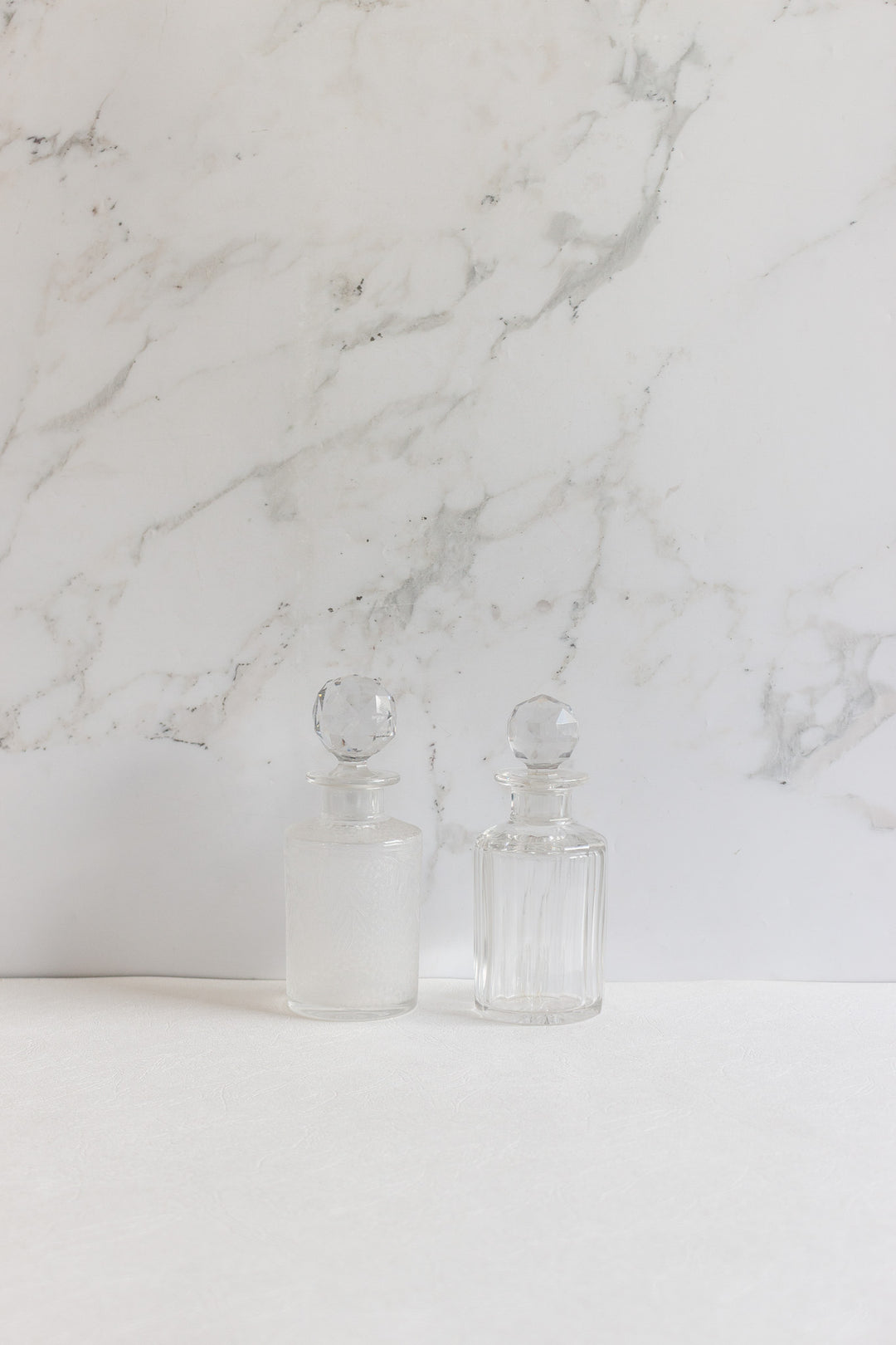 pair of 1940s french glass perfume bottles