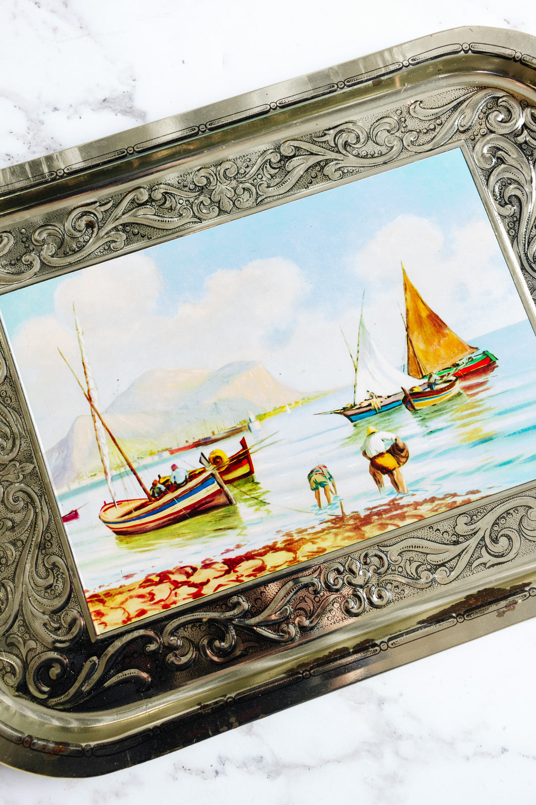 1960s vintage italian tin serving trays