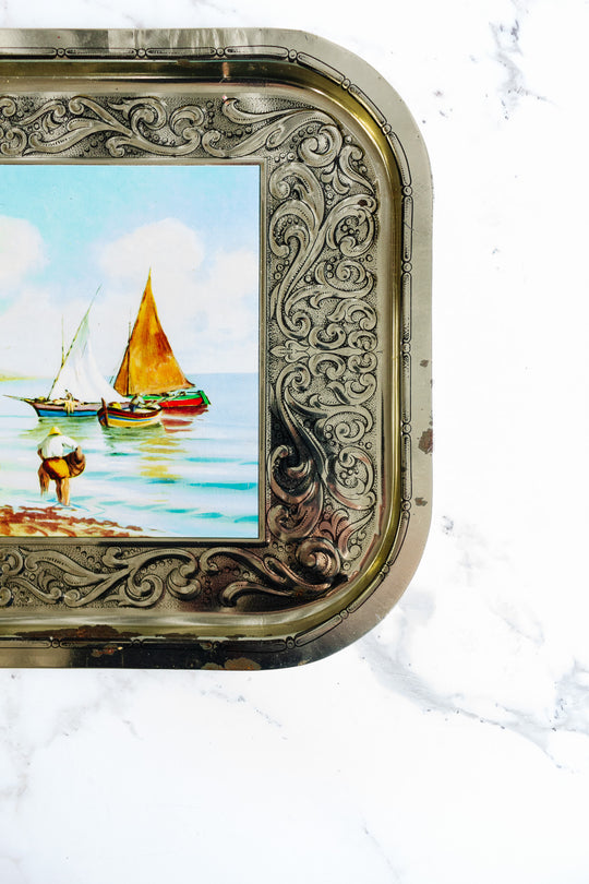 1960s vintage italian tin serving trays