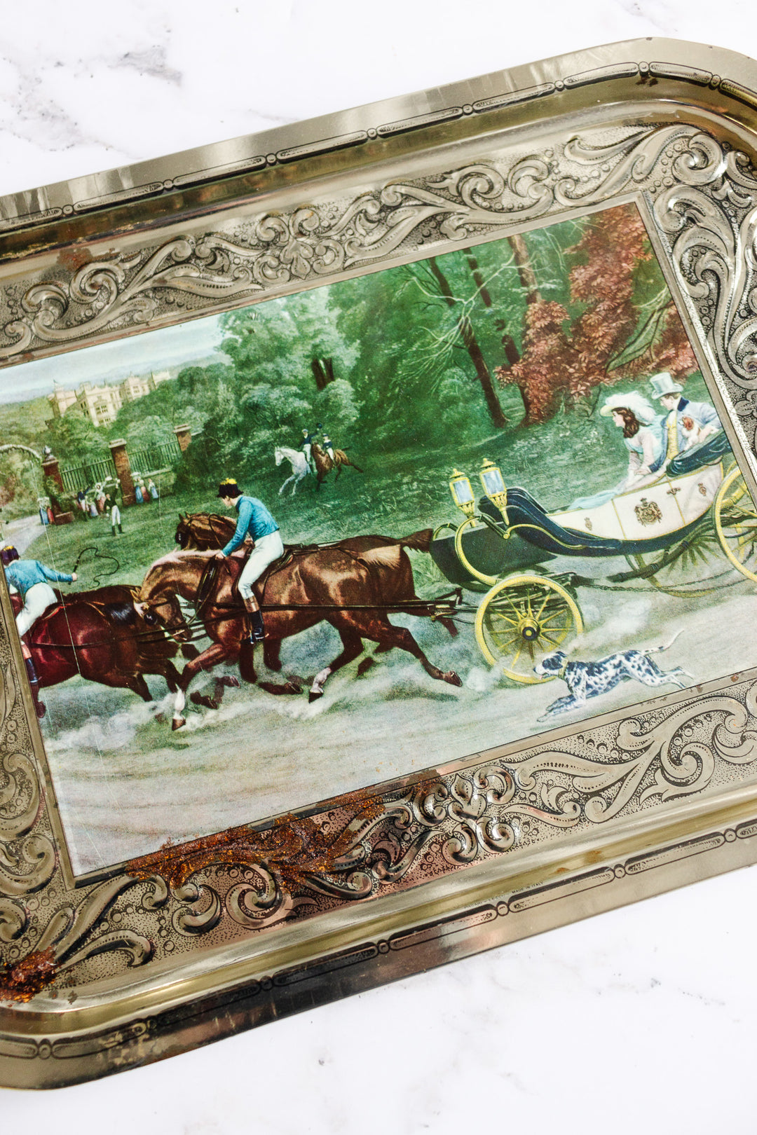 1960s vintage italian tin serving trays