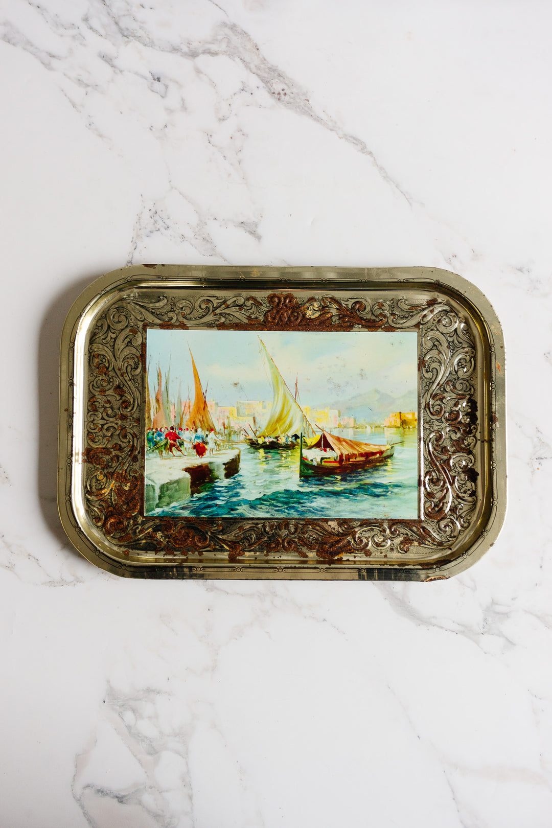 1960s vintage italian tin serving trays