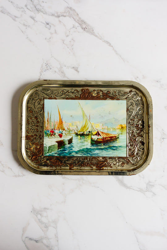 1960s vintage italian tin serving trays