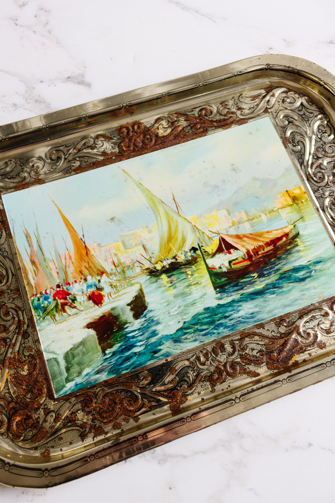 1960s vintage italian tin serving trays