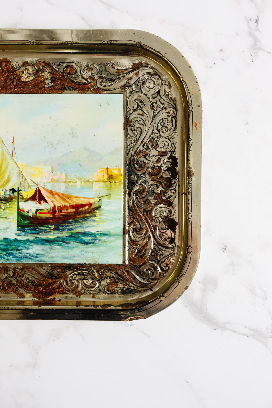 1960s vintage italian tin serving trays