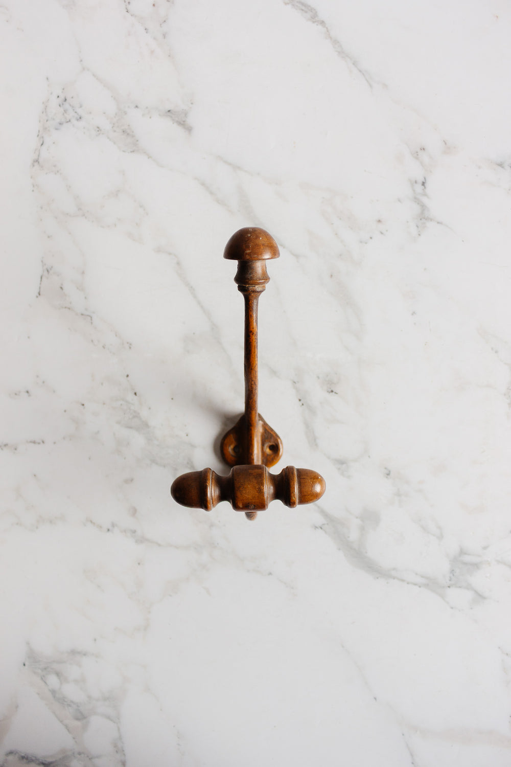 antique french farmhouse metal and turned wood hat hook