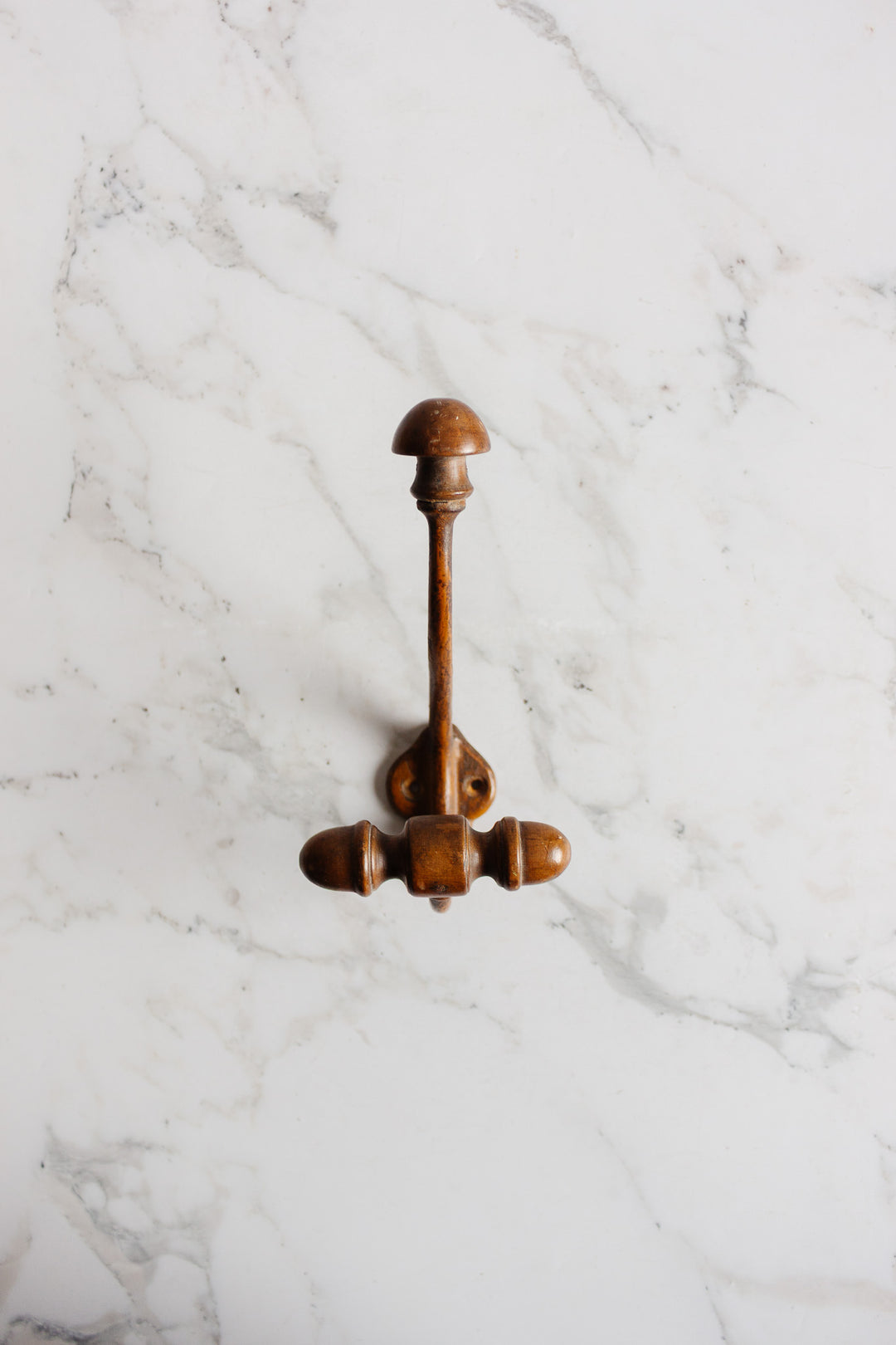 antique french farmhouse metal and turned wood hat hook