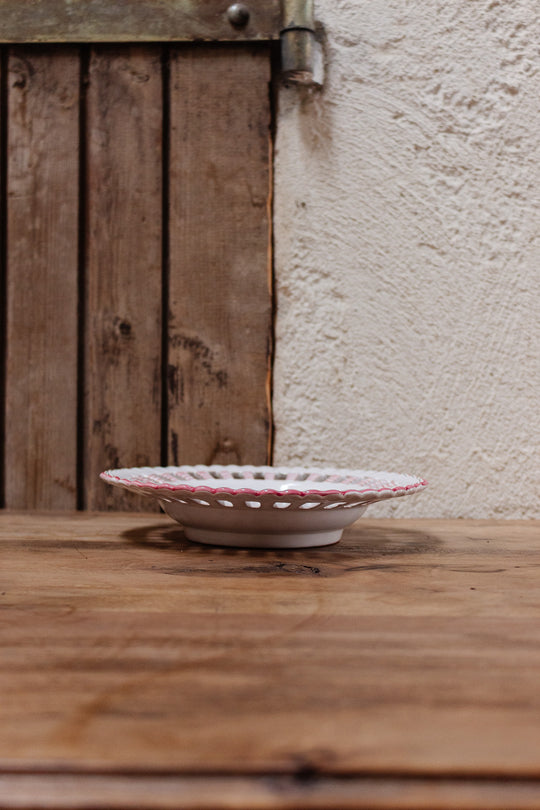 vintage french red moustiers reticulated bowl