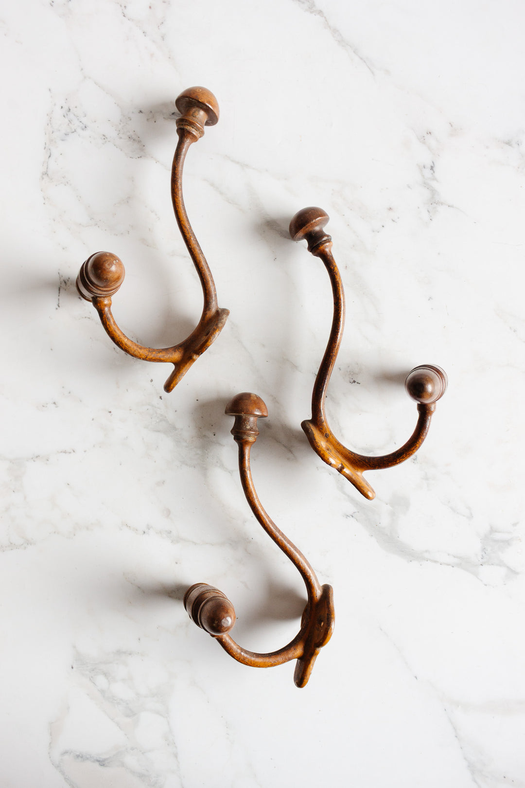 antique french farmhouse metal and turned wood hat hook