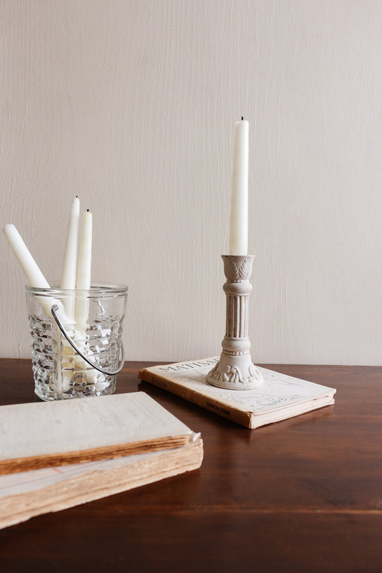 pair of vintage french cast plaster candlesticks