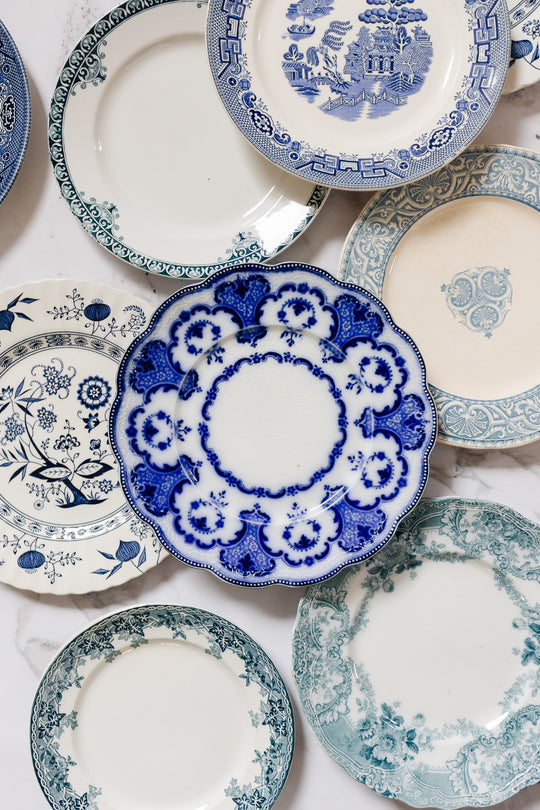 mix and match series of "assiettes dépareillées" - shades of blue
