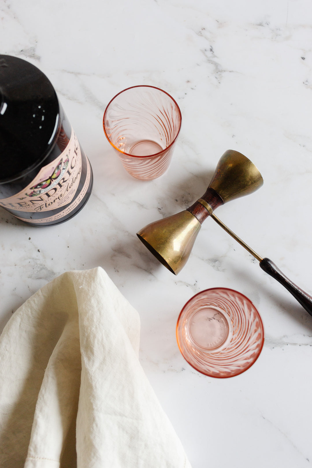 vintage English wood and brass double head cocktail jigger