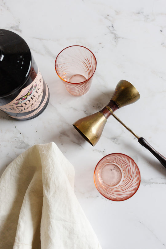 vintage English wood and brass double head cocktail jigger