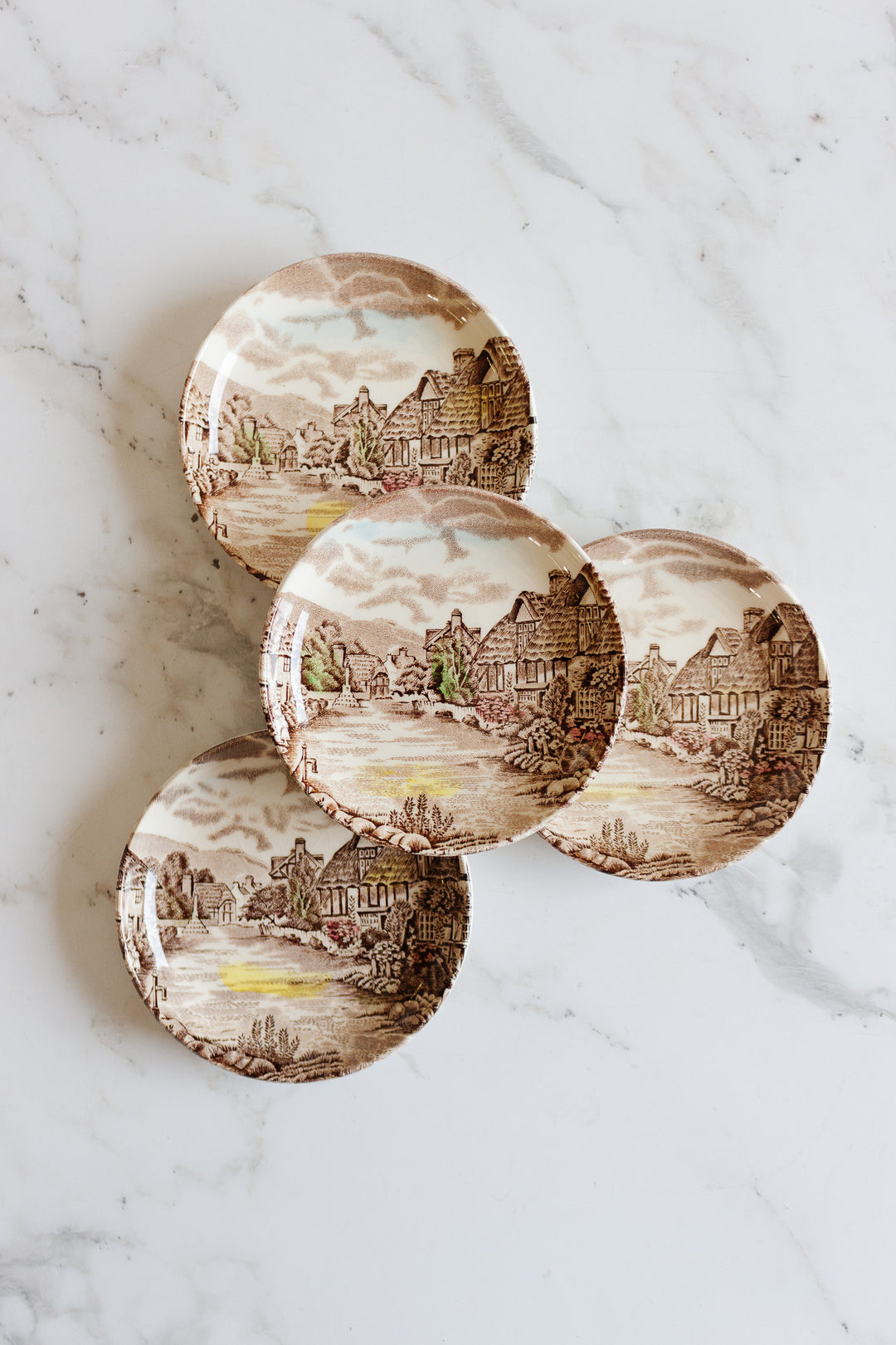 set of 4 vintage johnson bros porcelain trinket dishes