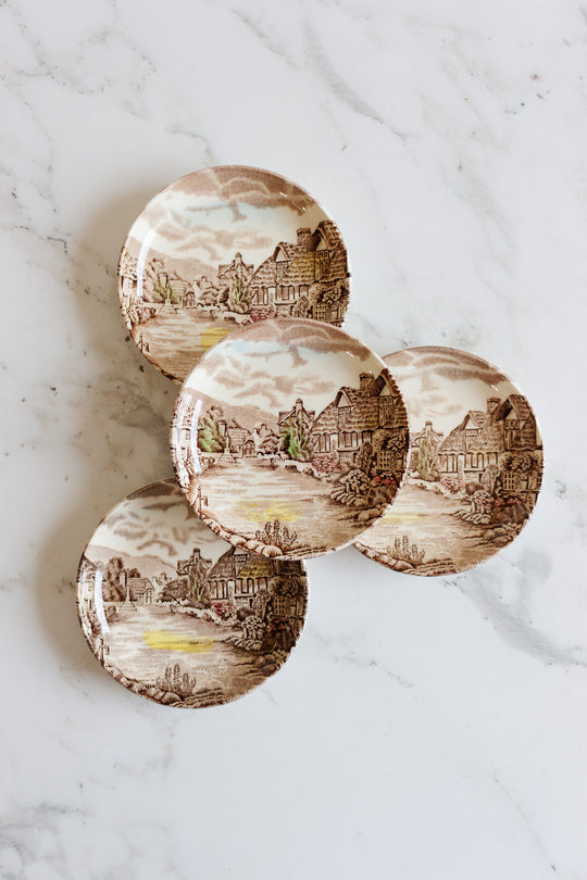 set of 4 vintage johnson bros porcelain trinket dishes