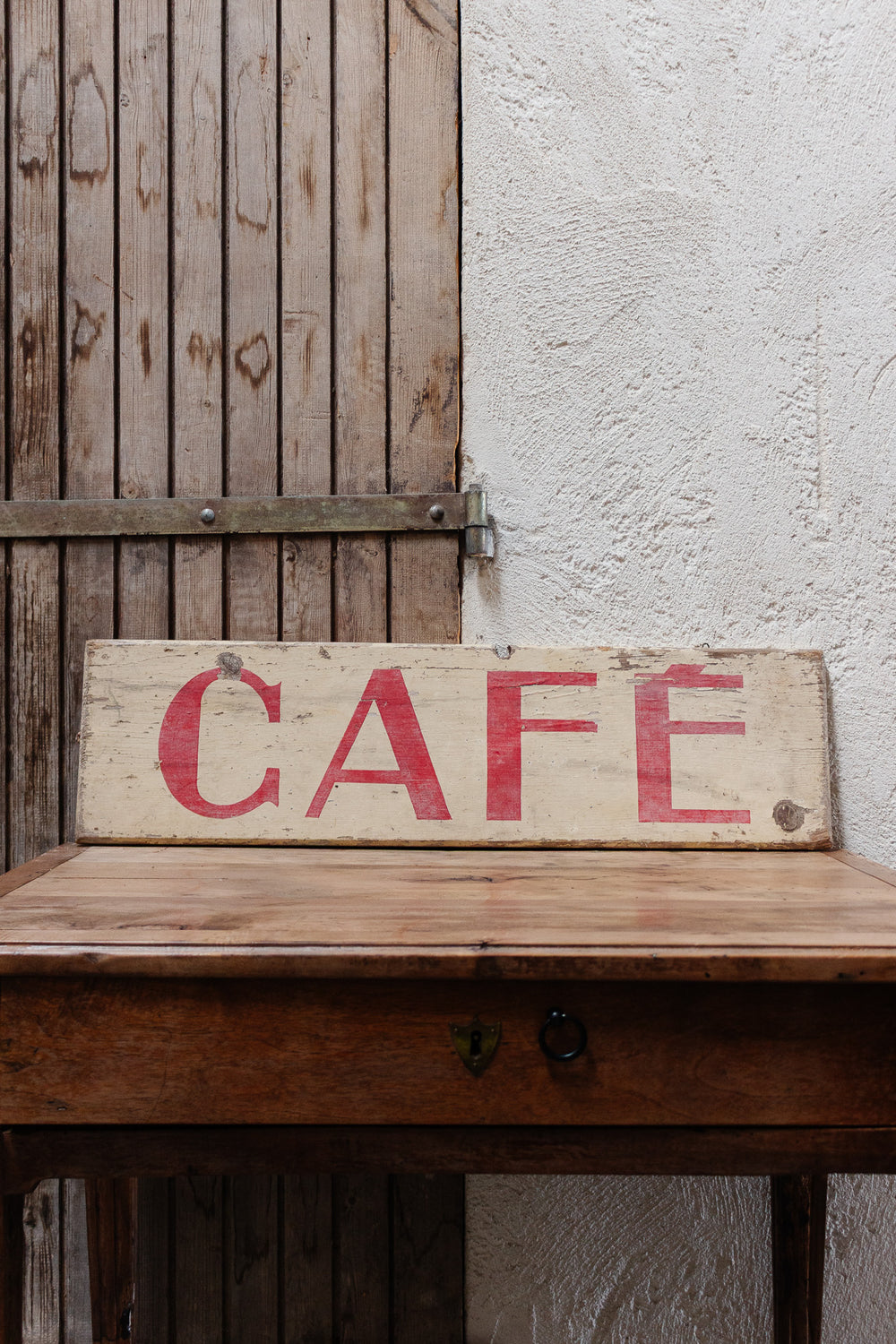 antique french wooden handpainted cafe sign
