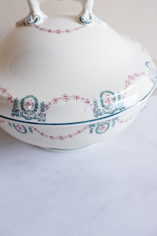 antique french transferware soupière "moselle"