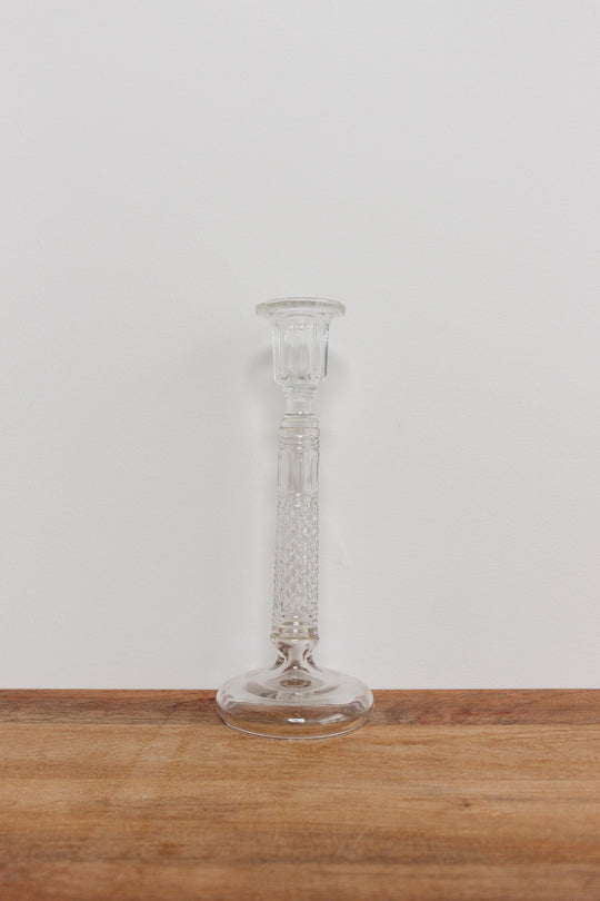 pair of antique Belgian art deco crystal candlesticks
