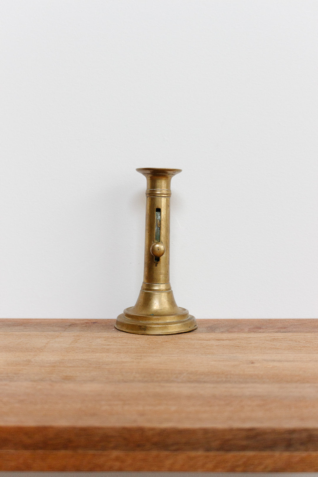 antique French brass push up candlestick