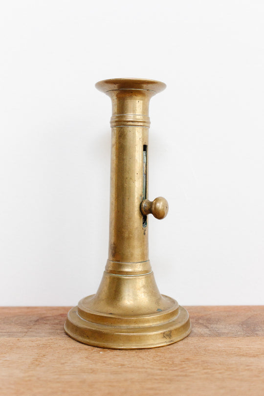 antique French brass push up candlestick