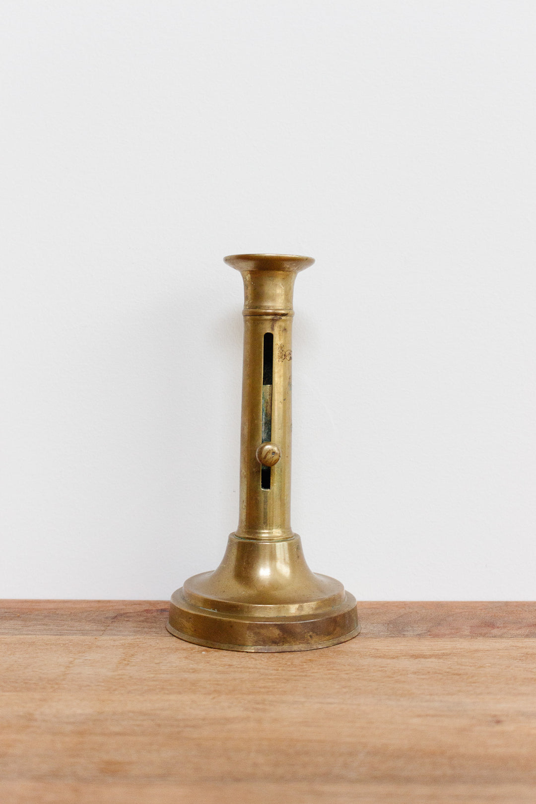 antique French brass push up candlestick