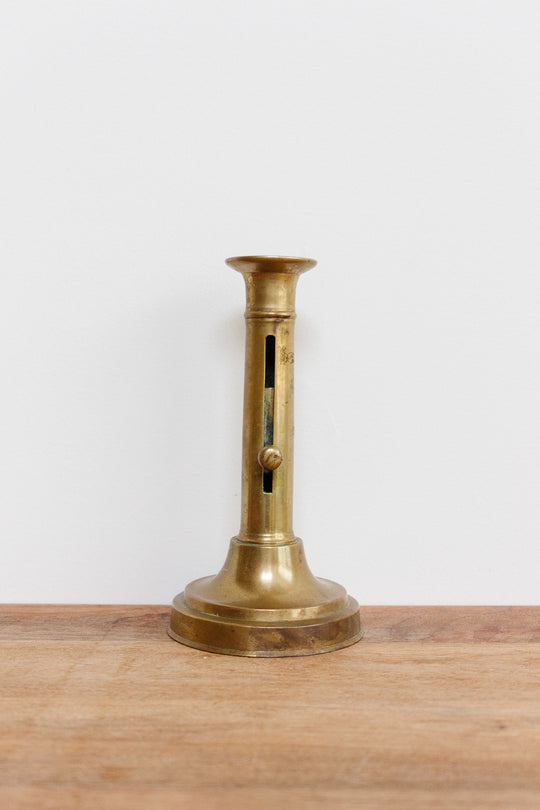 antique French brass push up candlestick