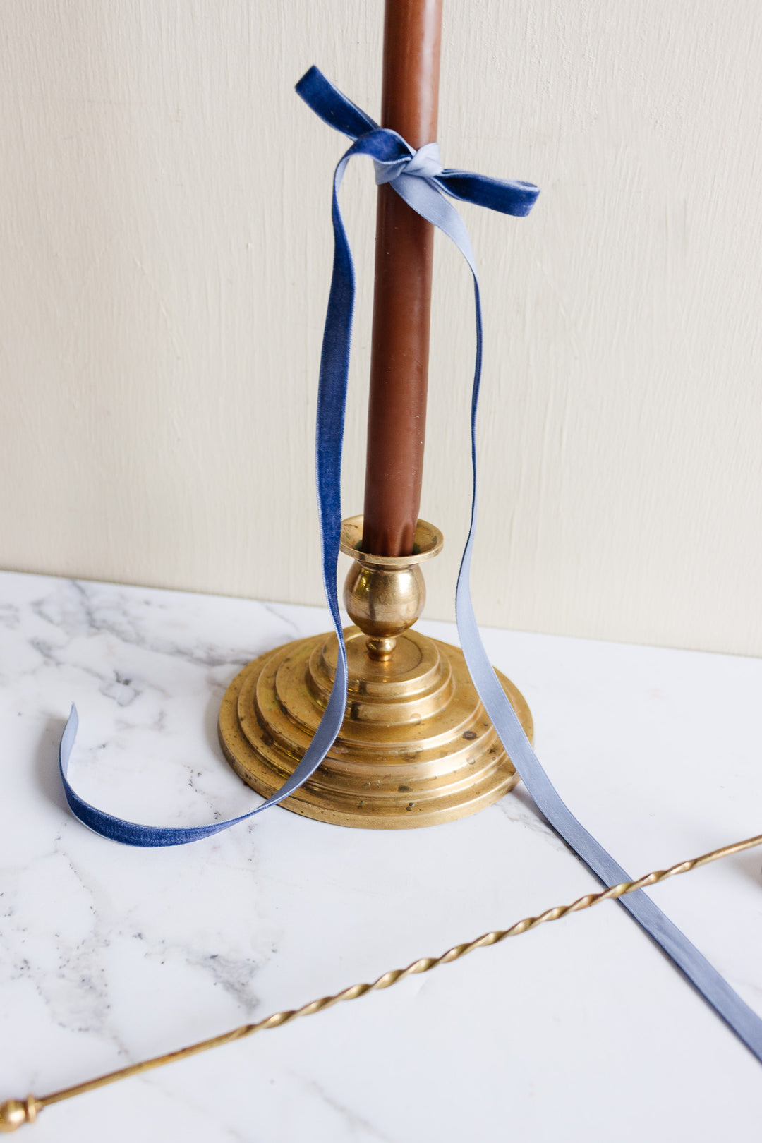 vintage french brass tiered candlestick