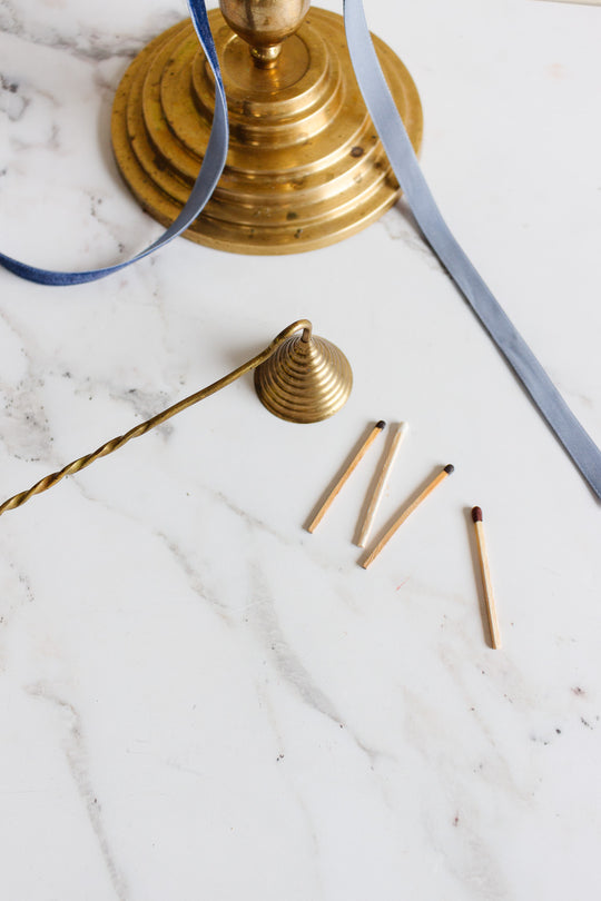 vintage french brass snuffer with twisted handle