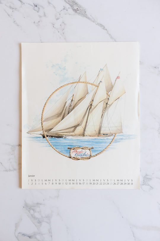 vintage french 1987 "voiles et voiliers" collection calendar