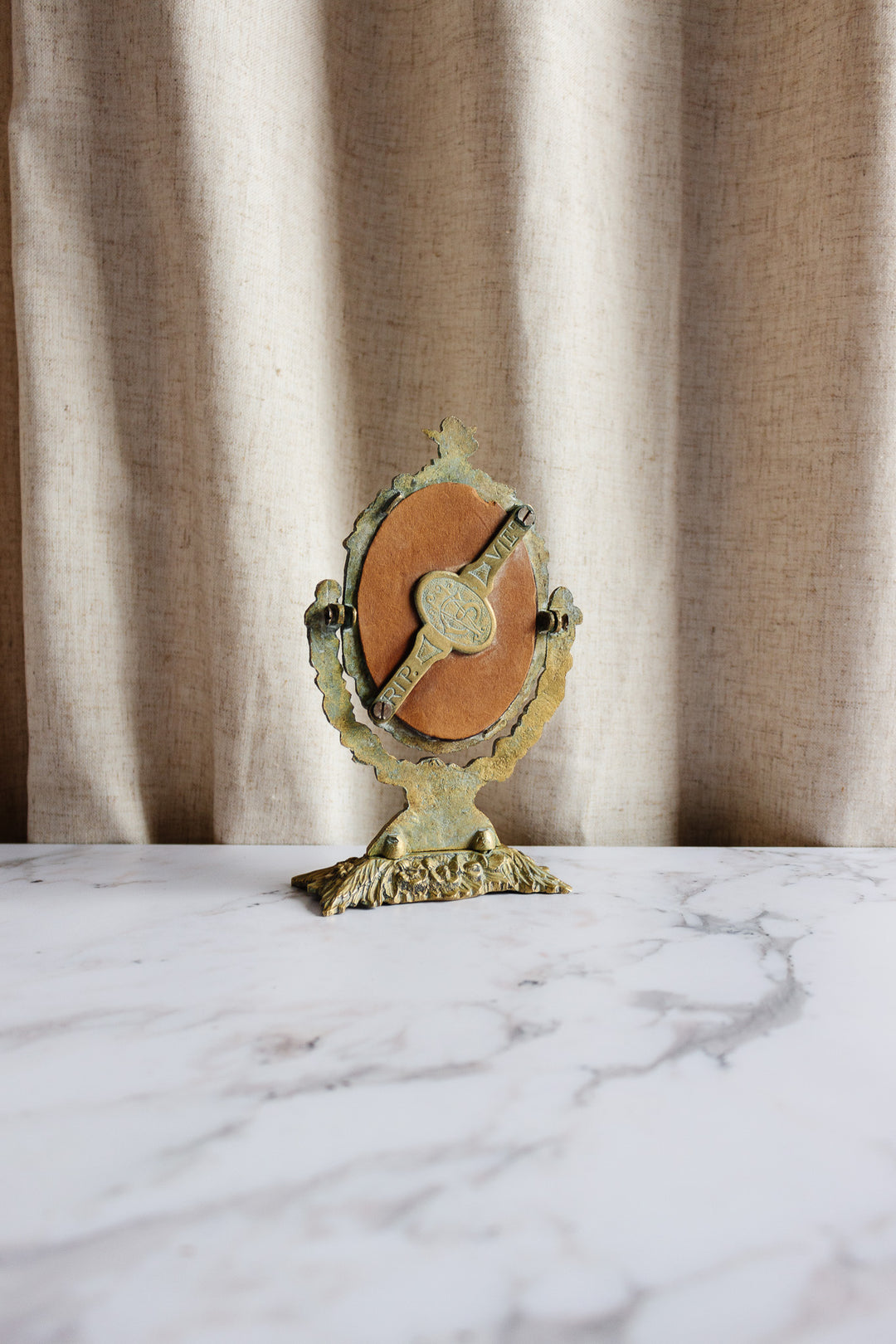 turn of the century French bronze Napoleon III tabletop vanity mirror