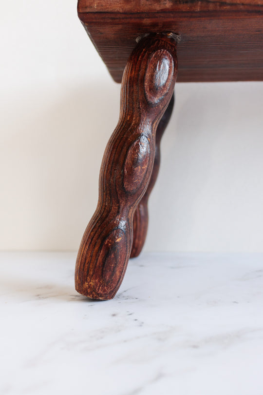 antique french bobbin leg milking stool