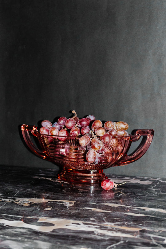 art deco french pink glass "trophy" dish