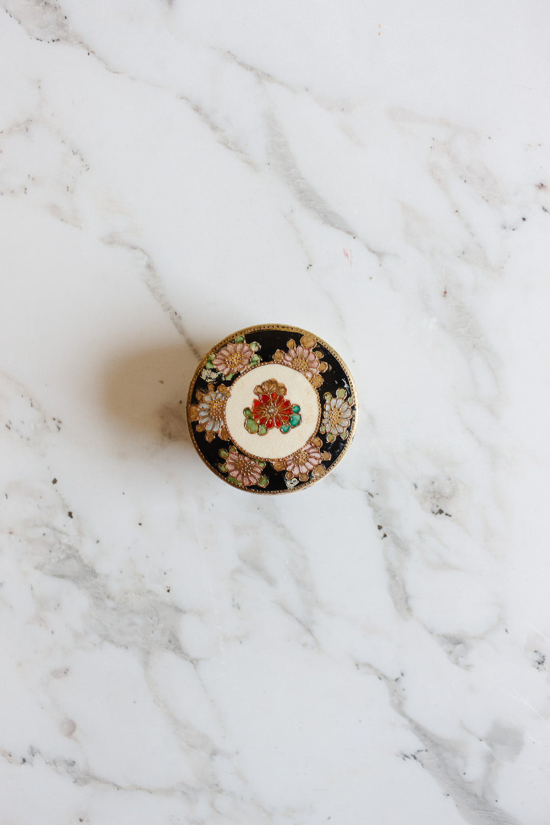 petite turn of the century hand painted trinket box