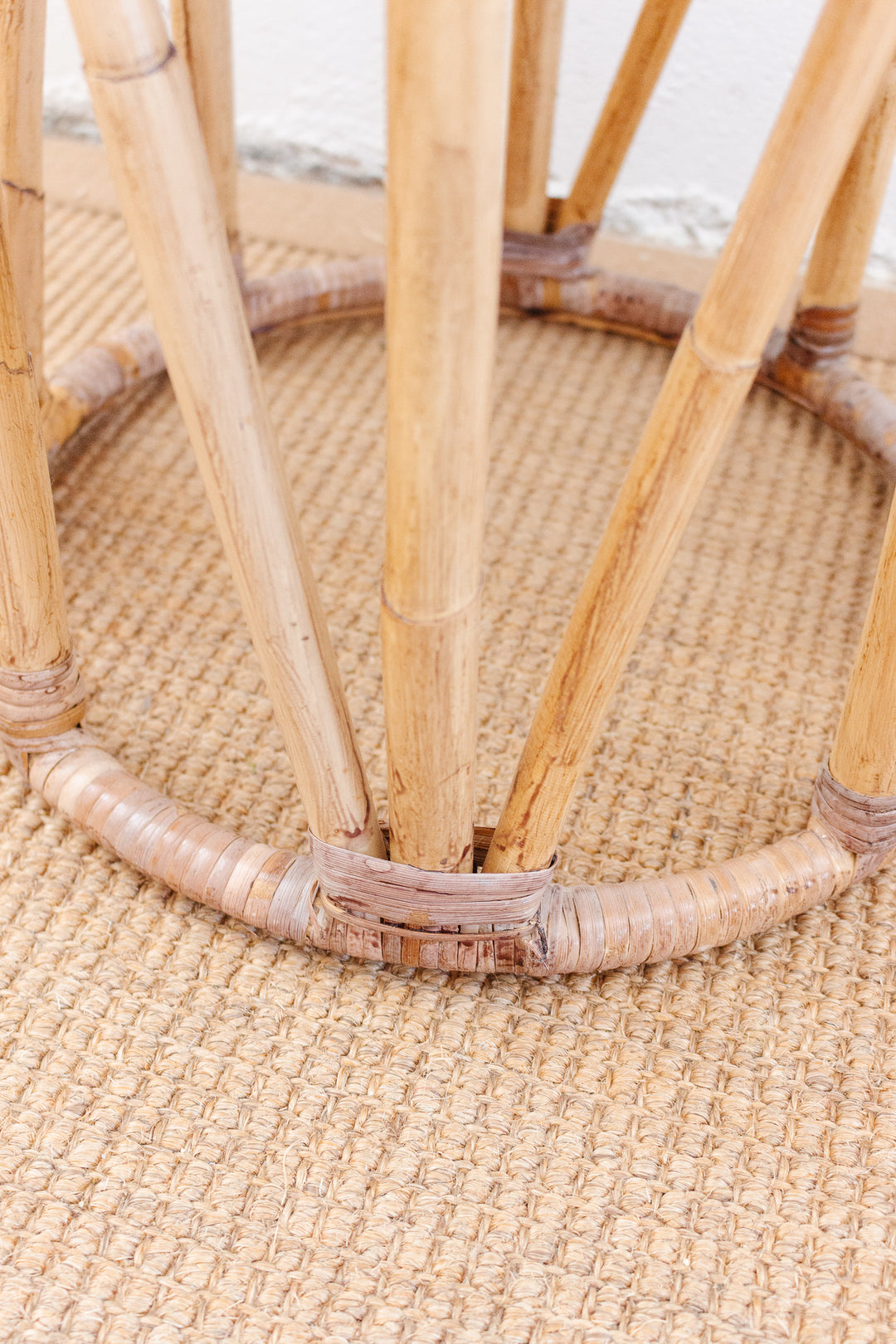 vintage French bamboo and rattan side table