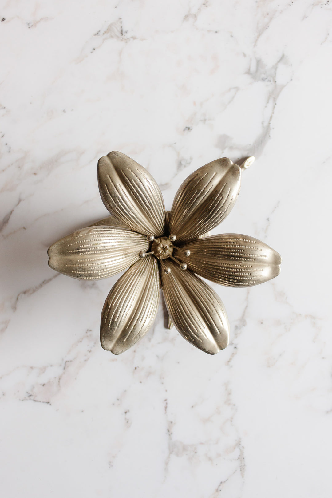 midcentury Italian white brass lotus sculptural ashtray