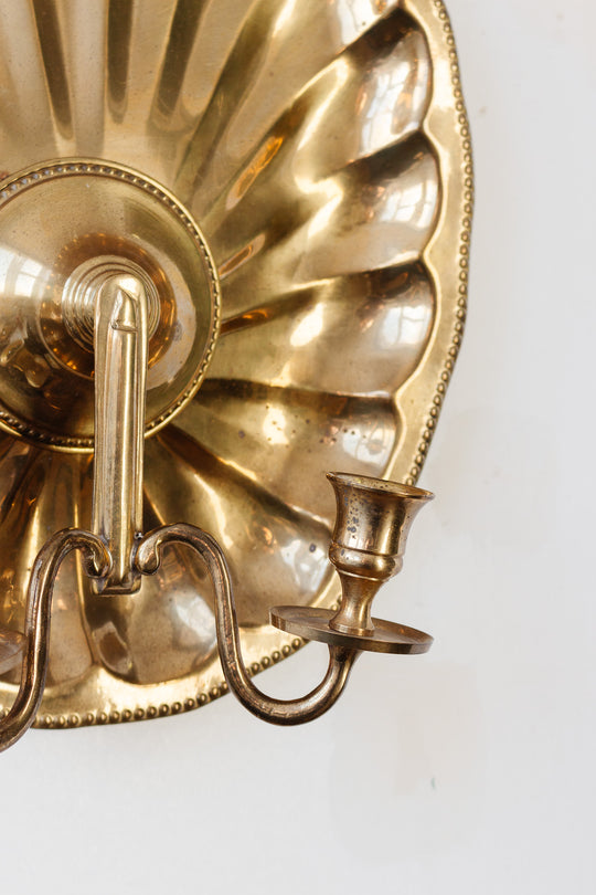 oversized vintage french brass shell sconce